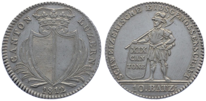 Luzern 10 Batzen 1812 - Stehender Krieger